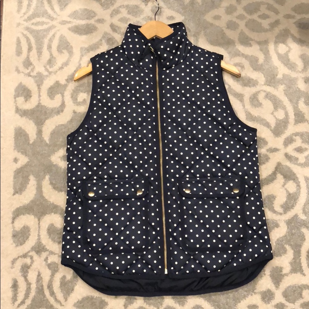 J Crew Navy polka dot Quilted Vest